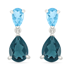 London Blue Topaz and Swiss Blue Topaz Sterling Silver Drop Earrings 1