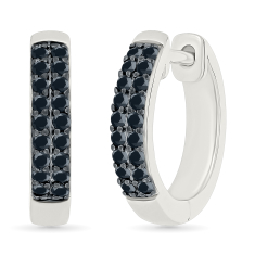 1/4ctw Black Diamond Sterling Silver Hoop Earrings 1