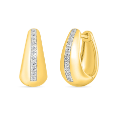 1/10ctw Diamond 10k Yellow Gold Teardrop Hoop Earrings 1