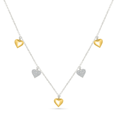 1/4ctw Diamond Two-Tone Heart Station Necklace 1