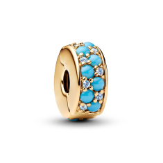 Pandora Aqua Blue Gold-Plated Clip Charm 1