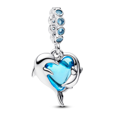 Pandora Blue Murano Glass Dolphins Dangle Charm 1