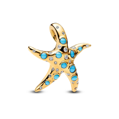 Final Sale - Pandora Sparkling Blue Starfish Gold-Plated Dangle Charm 1