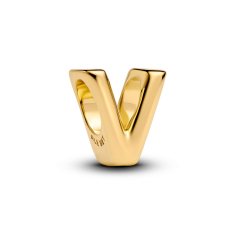Pandora Letter V Alphabet Gold-Plated Charm 1