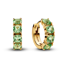 Pandora Timeless Green Gold-Plated Hoop Earrings 1