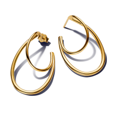 Pandora Essence Organically Shaped Gold-Plated Double Hoop Earrings 1