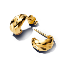 Pandora Essence Rippled Gold-Plated Open Hoop Earrings 1