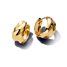 Pandora Essence Rippled Gold-Plated Hoop Earrings 1