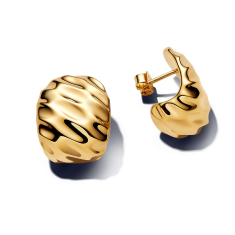 Pandora Essence Rippled Gold-Plated Wide Hoop Earrings 1