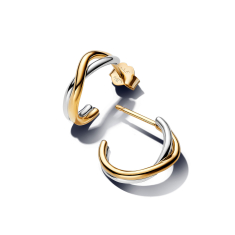 Pandora Essence Organically Shaped Two-Tone Open Hoop Earrings 1