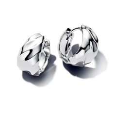 Pandora Essence Rippled Gold-Plated Small Hoop Earrings 1