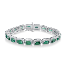 Created Emerald and Created White Sapphire Sterling Silver Bracelet 1