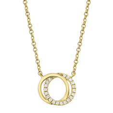 Shy Creation 1/15ctw Diamond Love Knot Circle 14k Yellow Gold Necklace 1