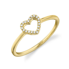 Shy Creation 1/20ctw Diamond Heart 14k Yellow Gold Ring 1