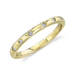 Shy Creation 1/15ctw Round Diamond 14k Yellow Gold Stackable Ring 1