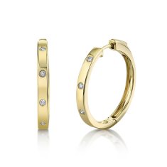 Shy Creation 1/6ctw Round Diamond 14k Yellow Gold Hoop Earrings 1