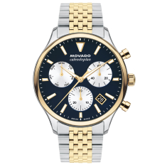 Movado Heritage Series Calendoplan Blue Dial Two-Tone Stainless Steel Bracelet Watch 43mm - 3650211 1