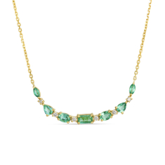 Le Vian® Mixed Shape Costa Smeralda Emeralds™ and 1/10ctw Nude Diamonds™ 14k Honey Gold™ Necklace 1