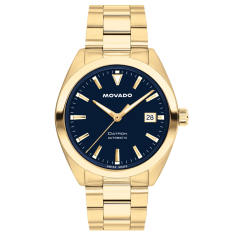 Movado Heritage Series Datron Automatic Blue Dial Gold-Tone Stainless Steel Bracelet Watch 40mm - 3650235 1