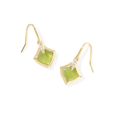 Kendra Scott Joelle Small Drop Earrings in Chartreuse Green Mother of Pearl 1