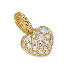 David Yurman Petite Pave Heart Amulet in 18K Yellow Gold with Diamonds, 7.4mm 1