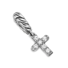 David Yurman Micro Pave Cross Amulet in Sterling Silver with Diamonds, 8mm 1