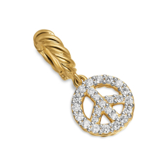 David Yurman Micro Pave Peace Sign Amulet in 18K Yellow Gold with Diamonds, 7.6mm 1