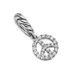 David Yurman Micro Pave Peace Sign Amulet in Sterling Silver with Diamonds, 7.6mm 1