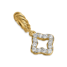 David Yurman Micro Pave Quatrefoil Amulet in 18K Yellow Gold with Diamonds, 7.4mm 1