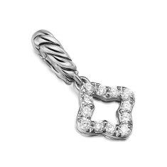 David Yurman Micro Pave Quatrefoil Amulet in Sterling Silver with Diamonds, 7.4mm 1