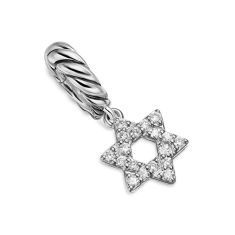 David Yurman Micro Pave Star of David Amulet in Sterling Silver with Diamonds, 7.4mm 1