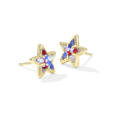 Kendra Scott Cassidy Stud Earrings in Red White Blue Star Illusion, Gold-Plated 1