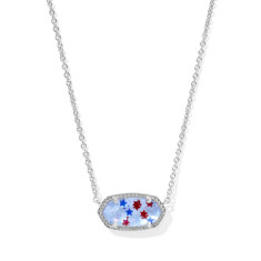 Kendra Scott Elisa Short Pendant Necklace in Red White Blue Star Illusion, Rhodium-Plated 1