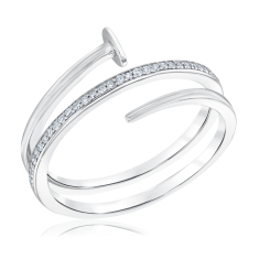 1/10ctw Diamond Sterling Silver Nail Wrap Ring 1