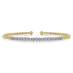 Gabriel & Co. 14k Yellow and White Gold Bujukan 3/8ctw Diamond Cuff Bracelet 1