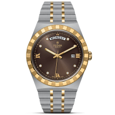 TUDOR Royal Chocolate Brown Day Date Diamond-Set Dial Stainless Steel Watch 41mm - M28603-0008 1