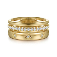 Gabriel & Co. 14k Yellow Gold 1/3ctw Diamond Easy Stackable Ring 1