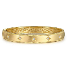Gabriel & Co. 14k Yellow Gold Bujukan 1/6ctw Diamond Bangle 1