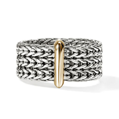 John Hardy Icon Link Two-Tone Bar Ring - Size 7 1