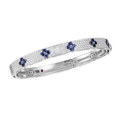 Roberto Coin Love in Verona 1 3/4ctw Diamond Pave and Blue Sapphire 18k White Gold Bangle Bracelet 1