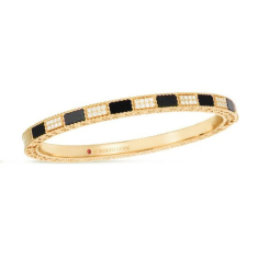 Roberto Coin Mosaic Alternating Black Jade and 3/8ctw Diamond 18k Yellow Gold Bangle Bracelet 1