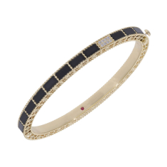 Roberto Coin Mosaic Black Jade and Diamond 18k Yellow Gold Bangle Bracelet 1