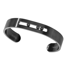Messika Move 1/3ctw Black Diamond Men's 11mm Black Titanium Bangle Bracelet  1