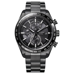 Citizen Attesa Black Dial Chronograph Super Titanium Watch 42mm - AT8294-59E 1