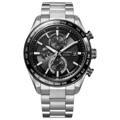 Citizen Attesa Black Dial Chronograph Super Titanium Watch 42mm - AT8295-56E 1