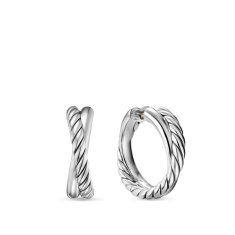 David Yurman Crossover Hoop Earrings in Sterling Silver, 22.3mm 1