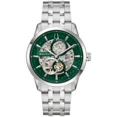 Bulova Sutton Automatic Green Dial Stainless Steel Bracelet Watch 40mm - 96A329 1