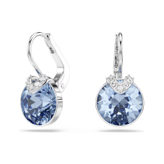 Swarovski Bella V Round Light Blue Crystal Drop Earrings, Rhodium-Plated 1
