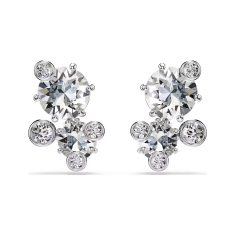 Swarovski Constella White Crystal and Zirconia Stud Earrings, Rhodium-Plated 1