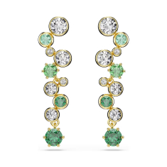 Swarovski Constella Green Zirconia and White Crystal Drop Earrings, Gold-Tone Plated 1